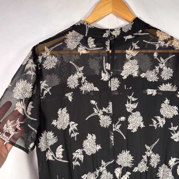 Lulus Dress Womens Medium Dark Cottage Floral Sheer Wedding Guest Romantic Midi - Picture 3 of 9